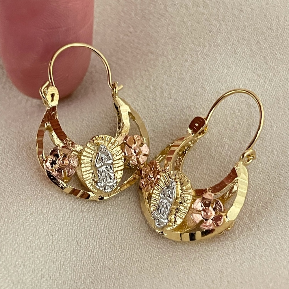 18k Gold Filled Virgin Guadalupe Basket Earrings
